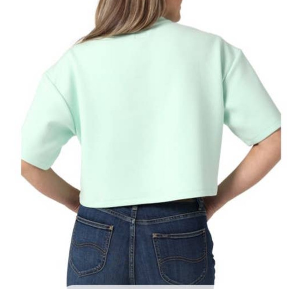 Lee Retro Boxy Oversized Green Cropped Sweatshirt Tee Shirt Top XL New NWT - Picture 6 of 9